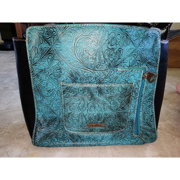 Montana West Concealed Carry Purse Turquoise And Black - Picture 3 of 11